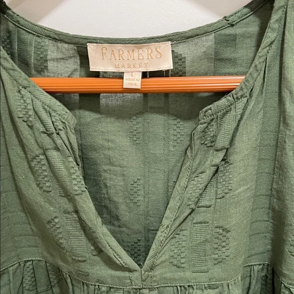 Women's Ruffled Green Blouse with Ruffled Detail - Picture 2 of 2